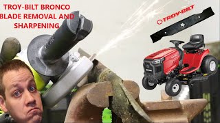 Troy Bilt Bronco Lawn Mower Blade Removal and Sharpening