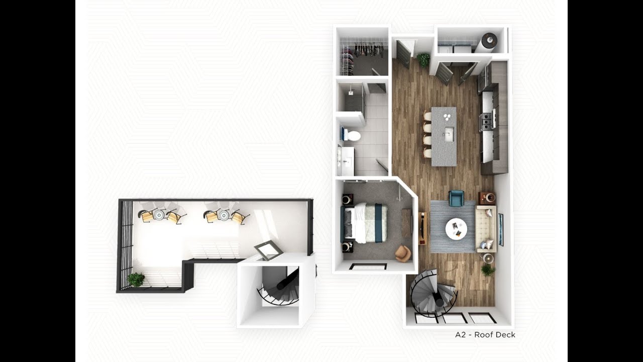 A2R Floorplan - 1 Bedroom, 1 Bathroom, Penthouse - Video Tour
