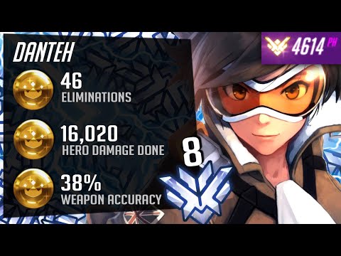 Fastest Tracer Danteh - 46 elims! POTG! Top 8 [ Overwatch Season 28 Top 500 ]