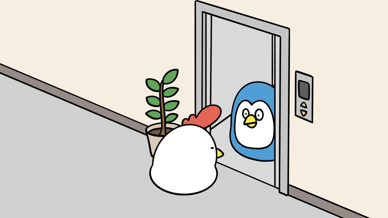 エレベーターをお見送りする際は深く一礼を続けましょう｜でぶどりアニメ