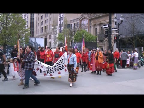 Hundreds march through Hamilton to commemorate Red Dress Day