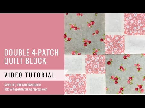 Double 4-patch quilt block - Mysteries Down Under quilt - video tutorial