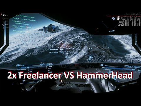 Star Citizen 2x Freelancer vs HammerHead fight over JT 3.4.2