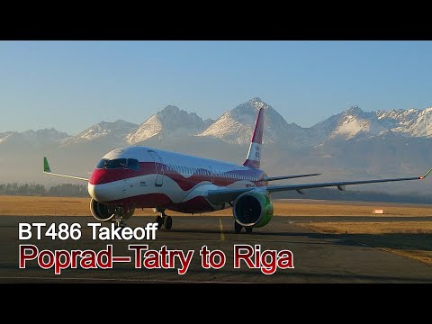 Takeoff from Poprad–Tatry Airport (TAT) towards Riga (RIX)