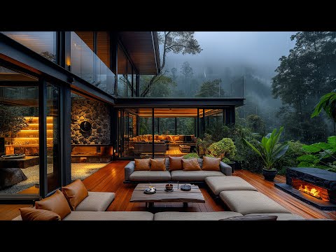 Rainy Day Retreat - Cozy Cabin Porch Relaxation with Smooth Jazz Music for Study & Relaxation 🌧️🎵