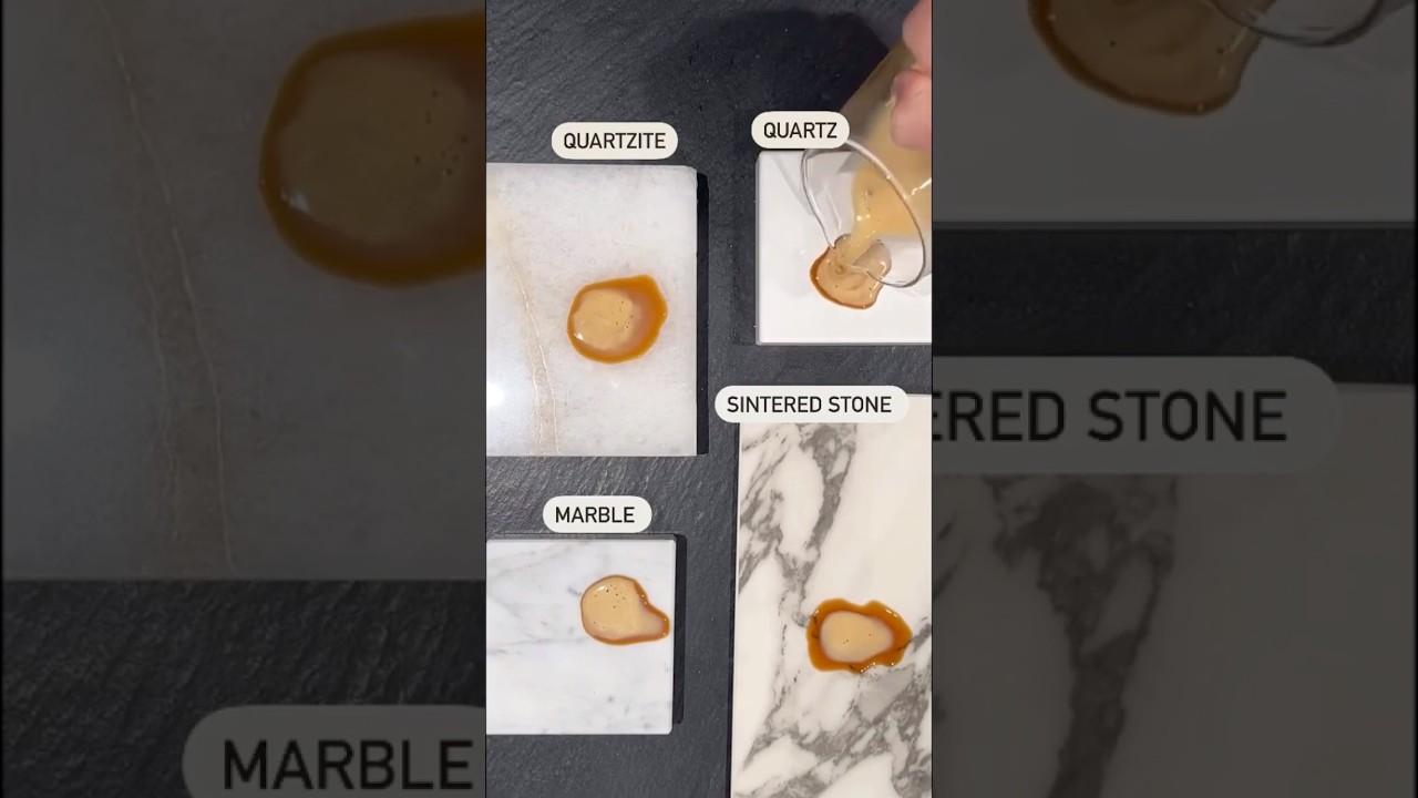 Sintered stone and quartz slabs are the best choices for kitchen countertops