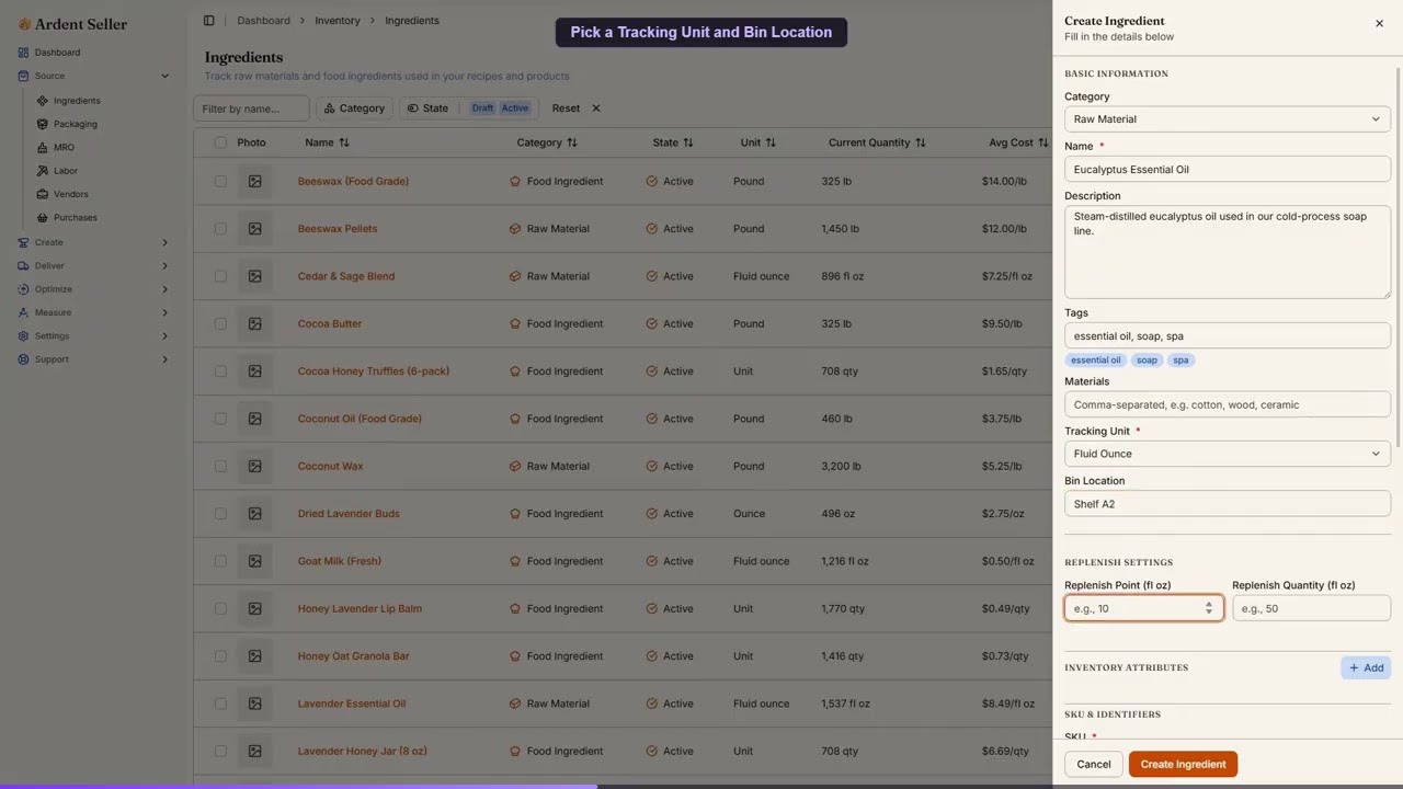 How to Add Ingredient Inventory — video tutorial thumbnail