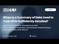 CPDP Ai 2025 When Is A Summary Of Data Used To Train GPAI Sufficiently Detailed