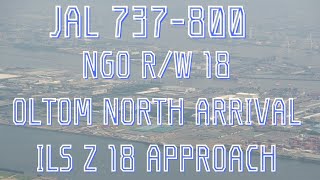 【機窓】JAL 737-800 中部国際空港ランウェイ18着陸 (JAL3083 OLTOM NORTH ARRIVAL/ILS Z 18 APPROACH) DJIPocket2にて