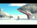 Great White Shark And Mutant Megalodon Vs Every Unit ARBS | Animal Revolt Battle Simulator