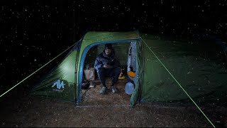 Solo Tunnel Tent Camping In BAD WEATHER + STRONG WINDS !!