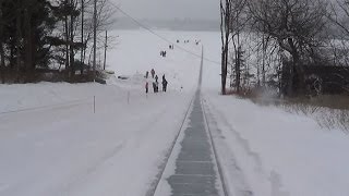preview picture of video 'Eagles Mere Toboggan Slide 2/15/2014  - first time'