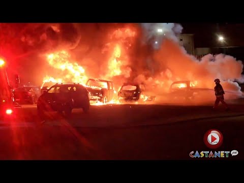 Vehicles burn at Vernon Kia dealership