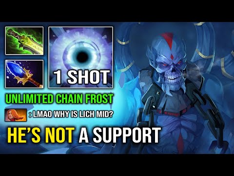 If You See LICH on Mid He's NOT a Support Unlimited Chain Frost Instant Delete Everyone Dota 2