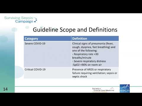 Surviving Sepsis Campaign COVID-19 Guidelines Therapeutics Update