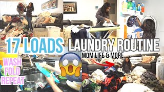 ALL DAY CLEANING MOTIVATION / CLEAN WITH ME / FAMILY OF 5 WEEKLY LAUNDRY ROUTINE / MOM LIFE / SAHM