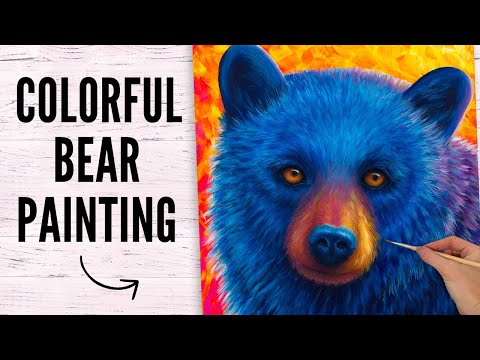 Painting a Colourful Bear / Animal Acrylic Painting Tutorial