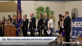 preview picture of video 'Gov. Nixon attends Veterans Day ceremony at Hermann High School'