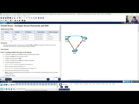 4.4.8 Packet Tracer - Configure Secure Passwords and SSH