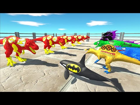 5X DINOSAURS FLASH T-REX SPEED RACE CHAMPIONS DEATH SLIDE - Animal Revolt Battle Simulator