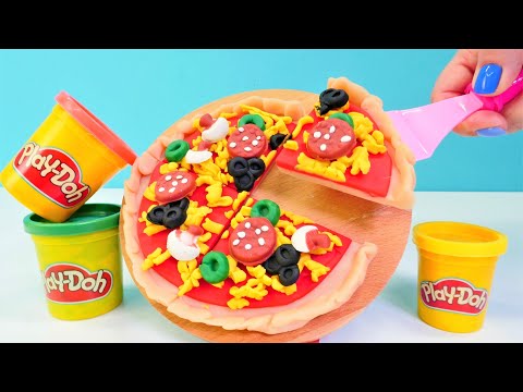 Spielspaß mit Knete. Wir machen aus Play Doh Pizza. Play Doh Schule