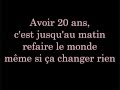 Avoir 20 ans - paroles 