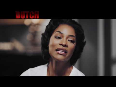 Dutch trailer frame: close-up stare-down before violence; the soundtrack shifts from vibe to menace