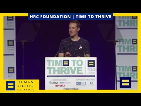Chris Mosier Addresses the Crowd at Time to Thrive LGBTQ Youth Conference