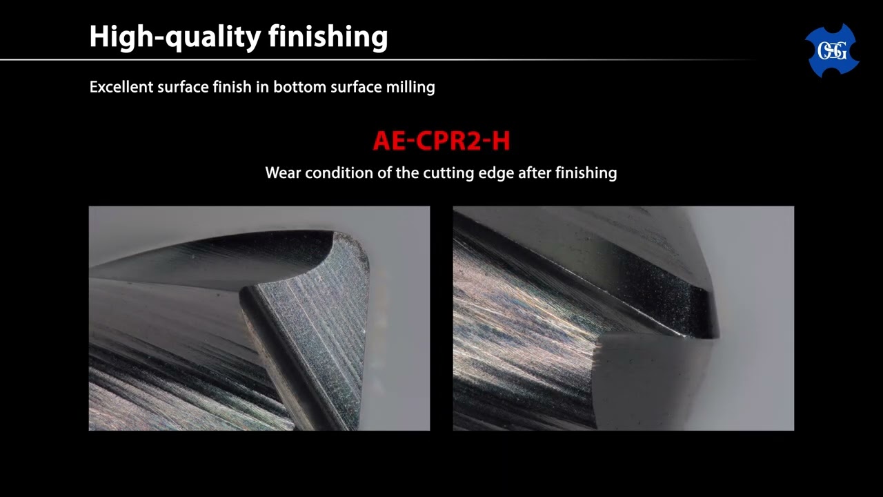 OSG A Brand AE-CPR2-H: Two-Fluted Long Neck Corner Radius End Mill for Hardened Steels