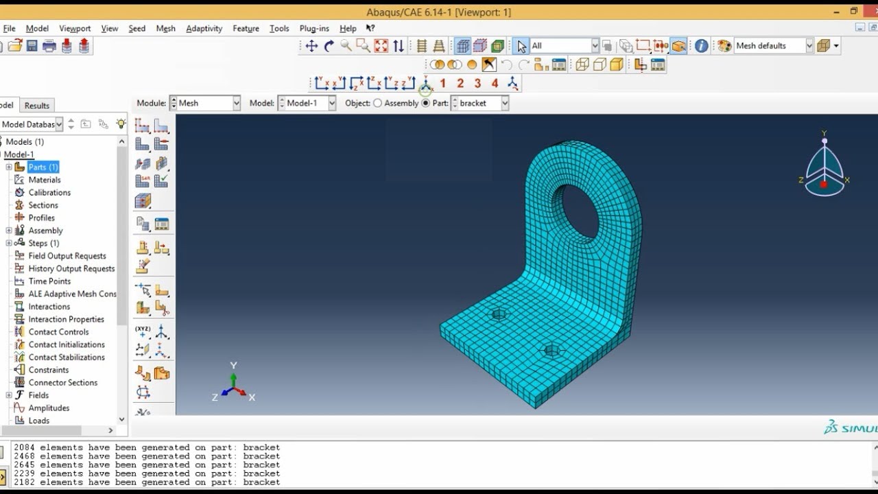 Abaqus Meshing Tutorials - Meshing of 3D Solid Bracket in Abaqus Using Partitioning