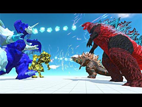 Epic Color War | Godzilla 2021 & Godjira vs Destoroyah & Raijin - Animal Revolt Battle Simulator