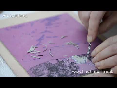 Multi block Lino Print with Laura: Episode 14 - cutting fine detail into a Linocut Print