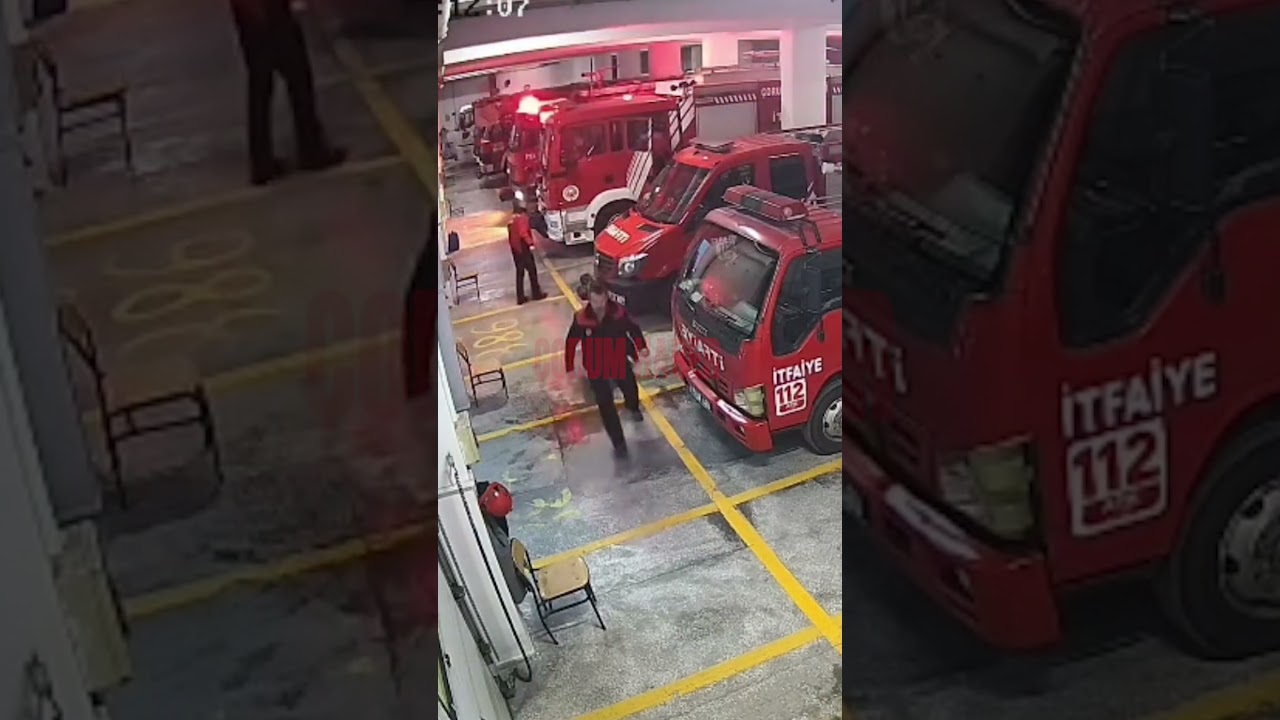 Çorum’da itfaiye ekiplerinin yemeklerini yarıda bırakıp yangına müdahale için koştuğu anlar kameraya yansıdı