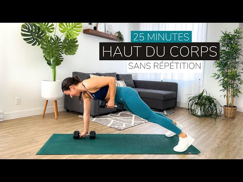 25 MIN | Séance haut du corps avec haltères | séance fitness à la maison sans répétition