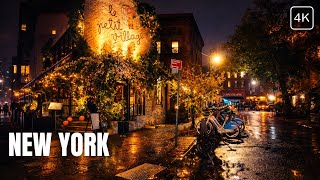 4K HDR NYC Walking Tour | Greenwich Village | After Rain Night