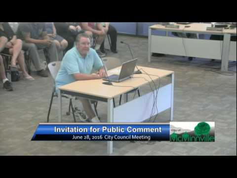 McMinnville City Council  and Urban Renewal Agency Meeting June 28th 2016