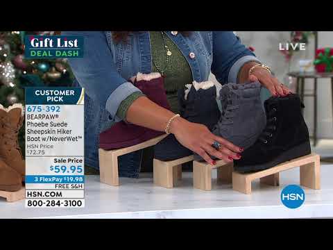 BEARPAW Phoebe Suede Sheepskin LaceUp Hiker Boot  with N...