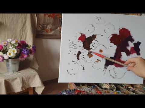 Астры. Способы выделения композиционного центра. Уроки живописи