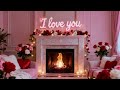 Valentine S Day Romantic Date Fireplace Ambience🩷 I Love You Background Wallpaper Fire Sounds