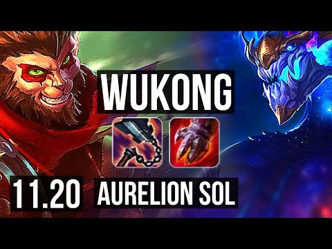 WUKONG vs AURELION SOL (MID) | 6/0/3, Rank 5 Wukong, 1.9M mastery | NA Challenger | v11.20