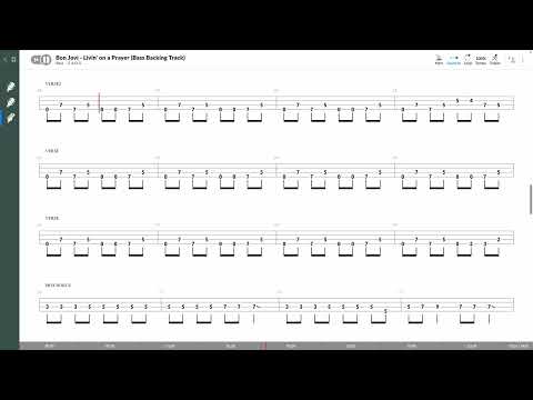 Bon Jovi - Livin' On A Prayer (OFFICIAL BASS BACKING TRACK TAB PLAY ALONG)