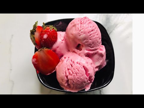 STRAWBERRY ICE CREAM | homemade ice cream | a dessert | easy recipe | flavours corner✨