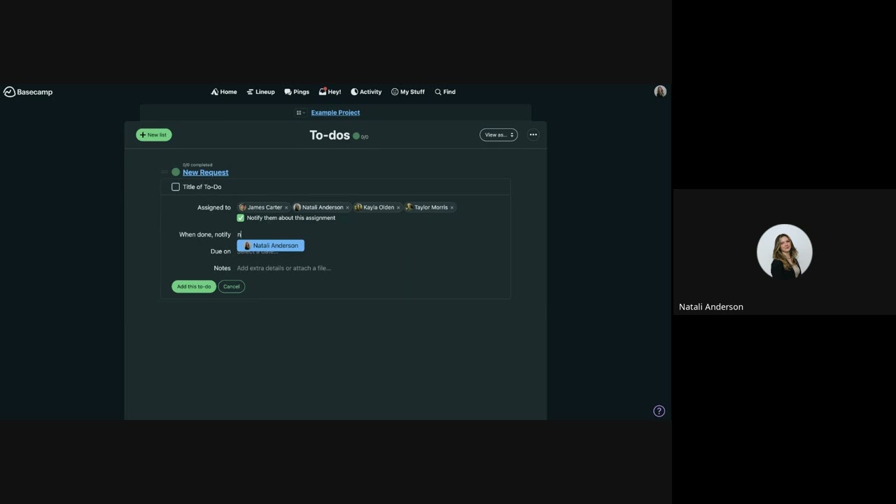 MinervaCare Basecamp walk through - Creating a to-do