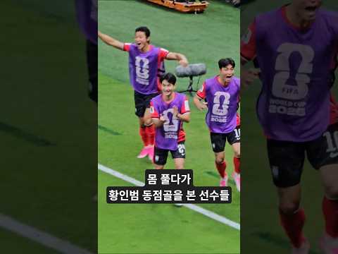 몸 풀다가 황인범 동점골을 보고 난리난 선수들