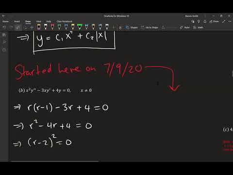 Math 391 1XC Lecture 17 - Euler Equations and Series Solutions near Regular Singular Points