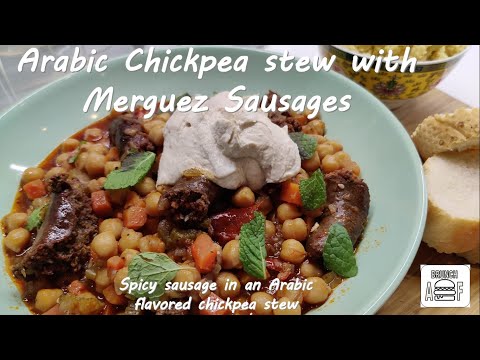 Arabic style Chickpea Stew with Merguez Sausages