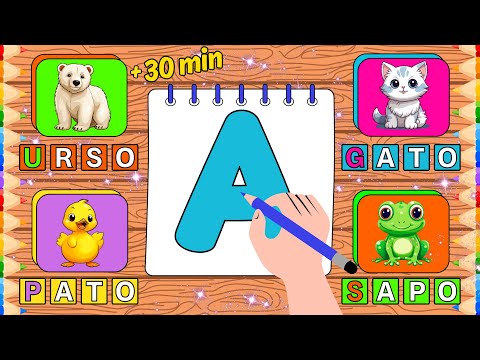 Aprender o alfabeto em português - Desenho educativo infantil - Aprender o ABC completo