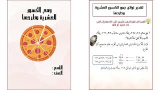 مطوية جمع الكسور العشرية  وطرحهاالرياضيات الصف  الرابع  (الفصل الدراسي الثالث )