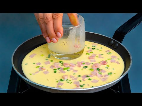 Hur man gör pannkakor med hjälp av ett glas! Frukost med skinka och ost