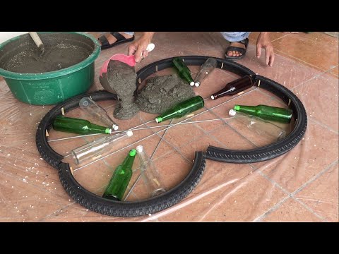 Amazing Creative Idea - Build Coffee Table From Broken Bricks And Bottles - Decoration Project